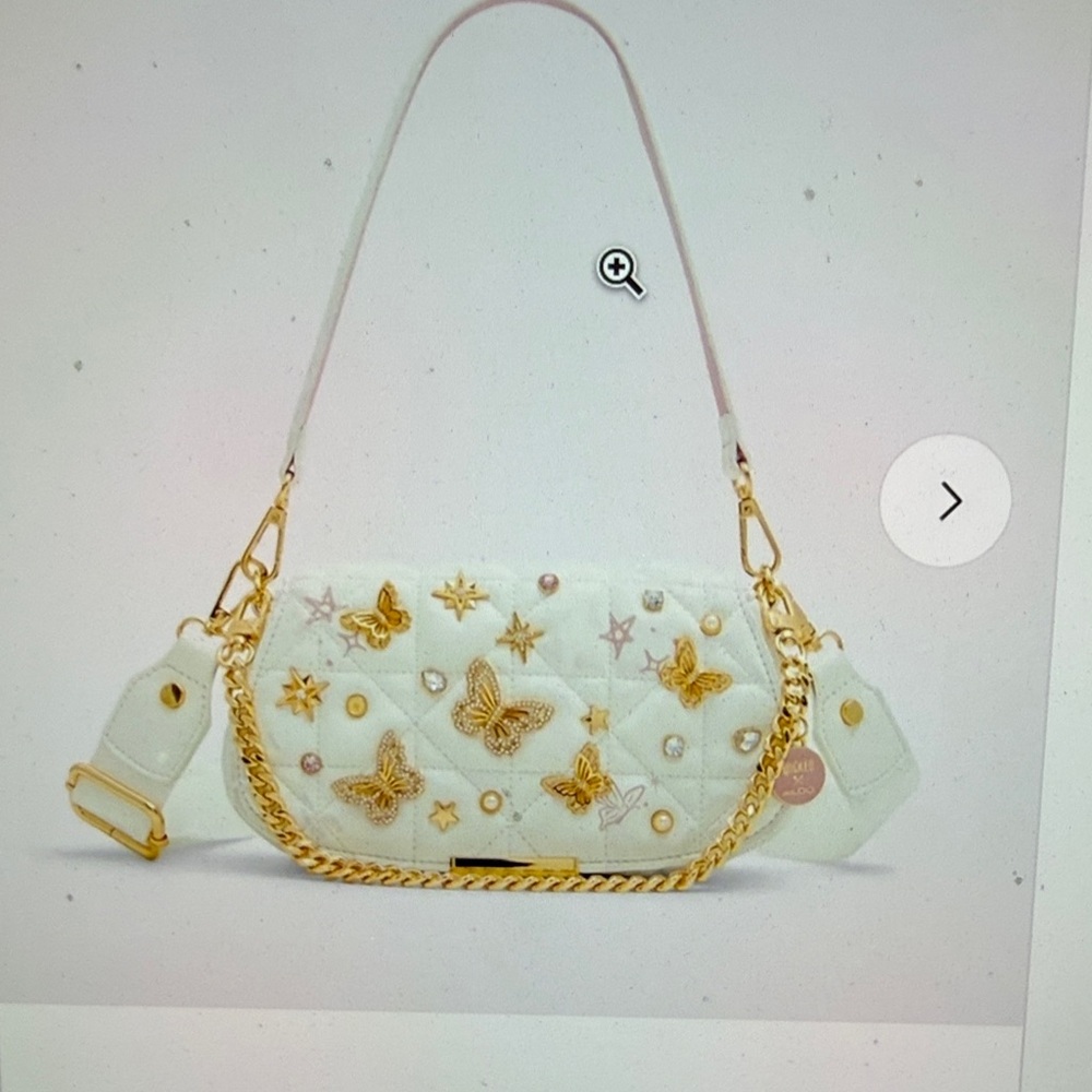Aldo White Quilted Shoulder Bag with Gold Hardware